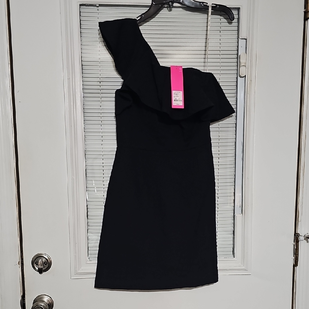Lilly Pulitzer Black One-Shoulder Romper Dress